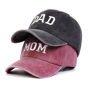 DAD MOM 레터 자수 워시 야구 모자, 용수철 및 가을 야외 조절 가능한 캐주얼 모자, 자외선 차단 모자