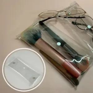 고품질 1개 중형 20x8cm 투명 똑딱이 PVC 파우치 이너백 브러 (WCBE66D)