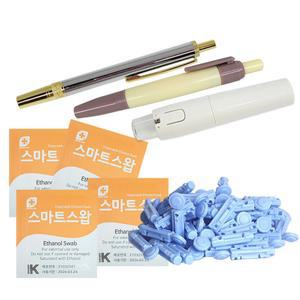 사혈기 + 알콜솜 30입 + 사혈침 30입 세트/무통 채혈기 수지침 알콜스왑 채혈침