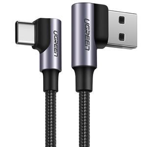 Ugreen USB2.0 AM-CM 양쪽꺾임 케이블 1m/U-20856/C타입/Type-C/기억자 꺽임형/패브릭 재질/고속충전+데이
