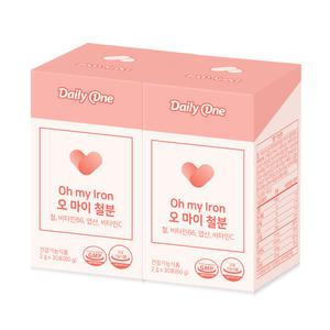 데일리원 오 마이 철분 비헴철 고함량 철분제 2g X 30포 2통