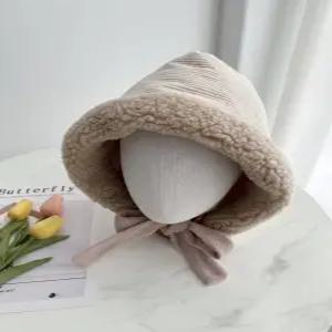 [끌림샵] 코듀로이 골덴 플리스 뽀글이 후드 워머 보넷 모자 (2color)