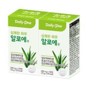 데일리원 상쾌한 하루 알로에정 알로에 베라 겔 600mg X 120정 2통