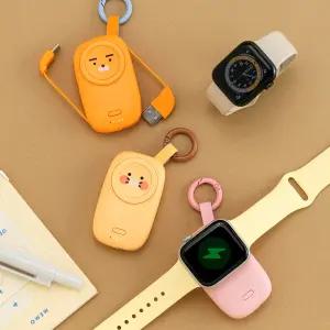 카카오프렌즈 애플워치톡 케이블 보조배터리 1200mAh 기내반입 가능/KC인증완료 안전한 보조배터리