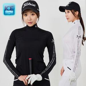 투빅토리 심볼 투빅로고소매 아이스원단 냉감 반목티 여성골프웨어