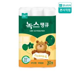 녹스 땡큐 데코 30M 30롤 1팩 먼지 없는 휴지 화장지 롤화장지 두루마리
