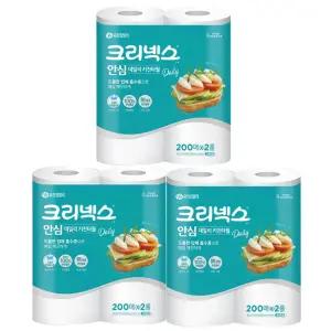 크리넥스 안심 키친타올 200매 2롤 x 3팩