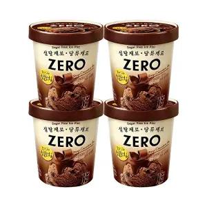 [롯데웰푸드]제로 아이스 딥초콜릿 파인트 474ml x 4개