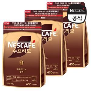 [기타]네스카페 수프리모 아메리카노 블랙 파우치 430g x 3개