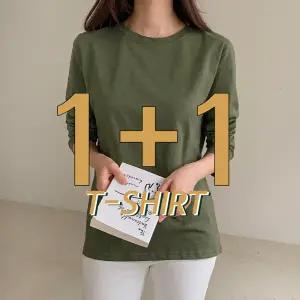 드리다 1+1 여자 봄 가을 슬라브 면 캐주얼 빅사이즈 긴팔 이너 티셔츠 40-50대 미시 엄마옷