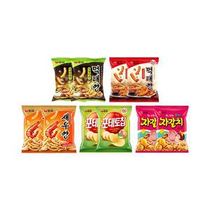 먹태깡세트 6 (먹태깡 고추마요, 2개, 먹태깡, 2개, 새우깡, 2개, 포테토칩, 2개, 자갈치, 2개)