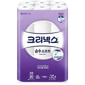 크리넥스 순수 소프트 내추럴 3겹 화장지 30m 30롤 1팩 (30롤)