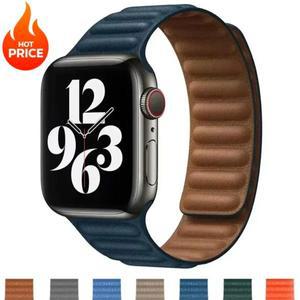 Apple Watch 밴드 용 가죽 스트랩 45mm 기존 마그네틱 루프 링크 팔찌 Ultar2 49 10 9 8 7 6 SE