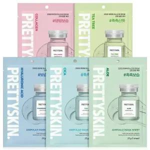 프리티스킨 고농축 앰플 마스크팩 5종 30매 콜라겐 미백 수분 진정 알로에 시트팩
