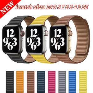 Apple watch Ultra 10 9 8 7 6 5 4 SE 밴드 용 가죽 링크 스트랩 49mm 45mm 41mm 40mm 44mm 42mm 46mm 기존 마그네틱 팔찌