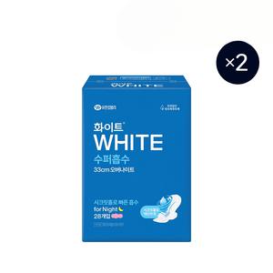 화이트 수퍼흡수 생리대 오버나이트 33cm 28매 x 2개