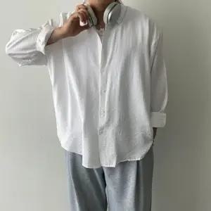 나풀나풀 퓨어무드 와샤 미니멀 캐주얼 오버핏 나일론 흰색 긴팔 셔츠 4color
