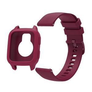 Garmin Venu SQ2 용 케이스 + 스트랩 2 In 1 고품질 실리콘 시계 보호기 쉘 장식 및 질감이있는 밴드