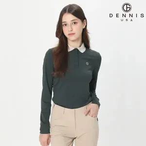 [데니스골프][DENNIS] 25FW신상 여성 에리배색 소프트 긴팔 카라티_NAQFLTS052