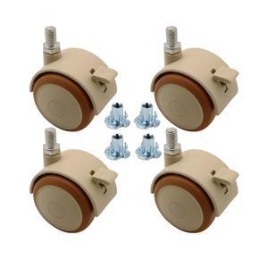 미니바퀴 4Pcs RubberThreaded 캐스터 교체용 M6 M8 회전 스템 잠금 브레이크가 있는 트윈
