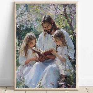 예수 양고기의 기독교 탄생 어머니 메리 명상 포스터 인쇄 벽 아트 그림 캔버스 회화 거실 홈 장식 선물