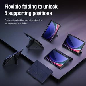 삼성 갤럭시 탭 S10/S9 용 NILLKIN S9/S10 FE + 멀티 앵글 접이식 카메라 보호 커버 울트라 마그네틱 케이