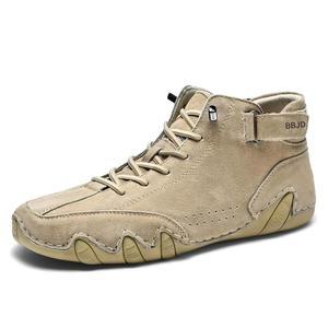 beijiadao Men's Beck Shoes Waterproof Non Slip High Top Chukka Boots Handmade Suede Caual Outdoor Sneakers