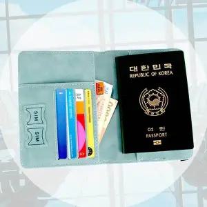 [콩심팥심]해외여행 가죽 여권케이스 트레블 월렛 파스텔 민트