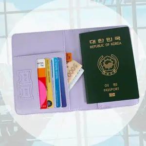 [콩심팥심]해외여행 가죽 여권케이스 트레블 월렛 파스텔 연보라
