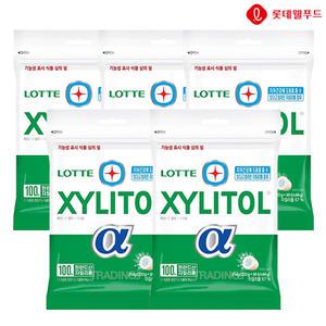 롯데 자일리톨 알파 리필 264g 5개 대용량 껌 간식 수능 금연 졸음 방지