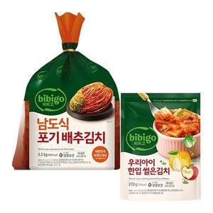 [신세계라이브쇼핑]비비고 남도식 포기배추김치 3.3KG+비비고 우리아이 썰은 배추김치 270G