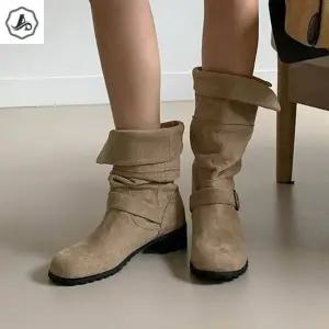 [애슬릿] 하프 부츠 가을 여성 투웨이 폴딩 스웨이드