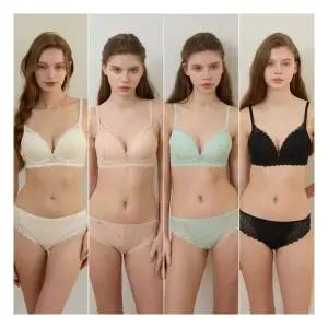 원더브라 Wonderbra 로맨틱 레이스 노와이어 브라팬티 8종세트 라이트크림베이지라이트민트블랙 WBW5N16171