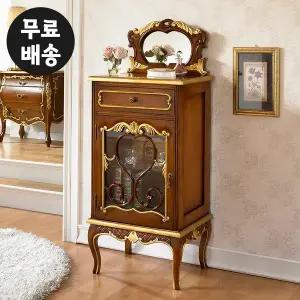 [벤티스가구]제스 엔틱 장식장 원목 양주장 술 미니 거실 유리 장식장 수납장 인테리어 가구 3단