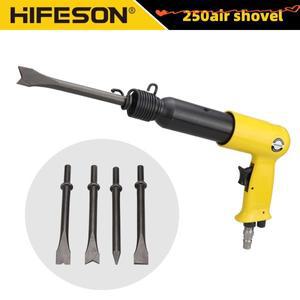 Hifeson 에어 해머 250mm 전문 휴대용 권총 공압 삽 소형 녹 제거제 도구 (4 개의 치즐 포함)