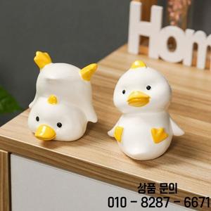 세라믹 오리 미니어처 피규어 수제 조각상 노란 장식품 공예품 마이크로 조경 애완