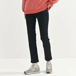 [하프클럽/체이스컬트]여성 기모 블랙 슬림 스트레이트 데님 팬츠-AFZG2305C03