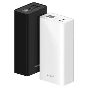 스피디 슬림 핏 대용량 보조배터리 30000mAh +C타입 케이블, 8핀 젠더 화이트 블랙