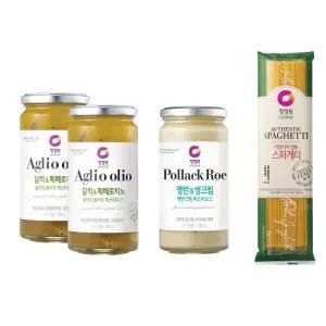 청정원 파스타소스, 알리오올리오, 360g, 2개 + 명란크림, 350g, 1개 + 스파게티면, 500g, 1개