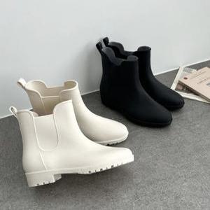 첼시 숏 레인부츠 장화 크림 발목 블랙 짧은 장마 컬러