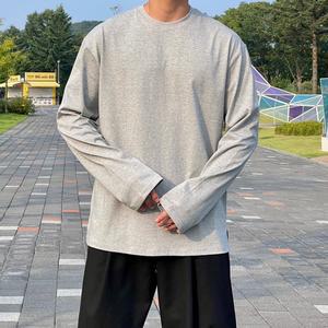 남자 무지 긴팔티 레이어드 옆트임 긴팔 오버핏 두꺼운 롱슬리브