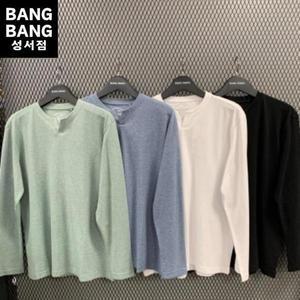 [뱅뱅] HC04 봄남성라운드트임무지얇은긴팔면티셔츠 브이 헨리넥 기본 티셔츠 NTL2 (S29972984)