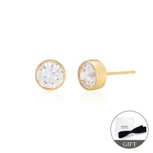 [모룬] (10월베스트) 14K 베젤큐빅 침 귀걸이 M 한쌍 MOE40089