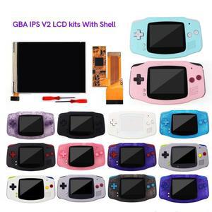 10 레벨 밝기 GBA IPS V2 스크린 LCD 백라이트 키트(게임보이 어드밴스 콘솔용 프리컷 쉘 포함)