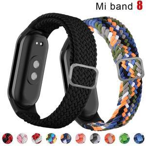 Xiaomi Mi Band 9 8 7 용 스트랩 탄성 나일론 땋은 솔로 루프 조절 가능한 버클 교체 correa 팔찌 Miband 4 3 5 6