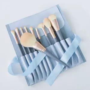 입문용 파스텔 연블루 메이크업 브러쉬 10종 세트/블러셔/브러시/립스틱/페이스/아이/라이너/미용/얼굴