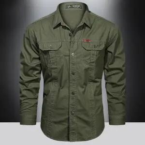 3XL 4XL 5XL 6XL 7XL 와이 셔츠 옥스포드 가을 겨울 남자 밀리터리 스타일 코튼 포켓 단색 무지 슬림 캐주