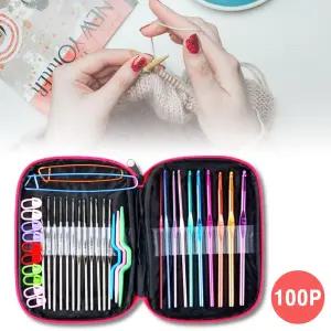 뜨개질 코바늘세트 수예 손뜨개 DIY용품 파우치(100P)DIY 질배우기 코질 질바늘 질세트 질도구 초보 뜨게