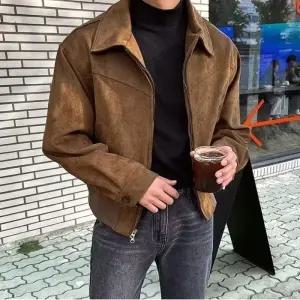 남자 스웨이드 자켓 봄 가을코디 캐주얼 재킷 숏점퍼 남친룩 브라운 블루종 아우터 트러커SS090