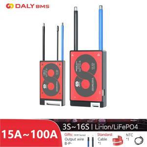 2024 DALY BMS 3S 4S 6S 7S 10S 리튬 이온 및 LiFePO4 32700 22650 18650 밸런스 기능 NTC ~ 100A